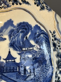 A Chinese blue and white vase depicting the Pearl River and the Whampoa Pagoda, Qianlong mark and of the period