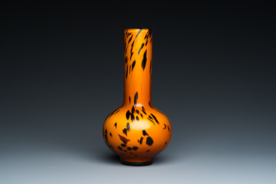 A Chinese spotted amber-coloured Peking glass bottle vase, Xianfeng mark and of the period
