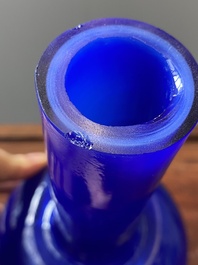 A Chinese translucent blue Peking glass bottle vase, Xianfeng mark and of the period