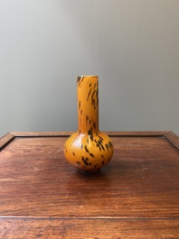 A Chinese spotted amber-coloured Peking glass bottle vase, Xianfeng mark and of the period