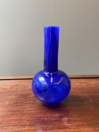 A Chinese translucent blue Peking glass bottle vase, Xianfeng mark and of the period