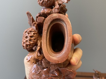 Three Chinese lapis lazuli and goldstone carvings, 19/20th C.
