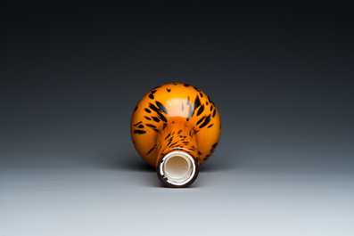 A Chinese spotted amber-coloured Peking glass bottle vase, Xianfeng mark and of the period