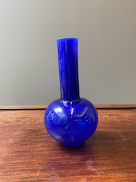 A Chinese translucent blue Peking glass bottle vase, Xianfeng mark and of the period