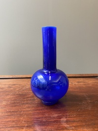 A Chinese translucent blue Peking glass bottle vase, Xianfeng mark and of the period