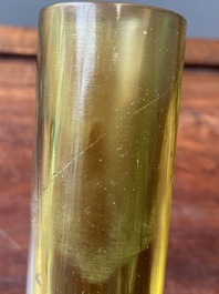 A rare Chinese translucent green Peking glass bottle vase, Qianlong mark and of the period