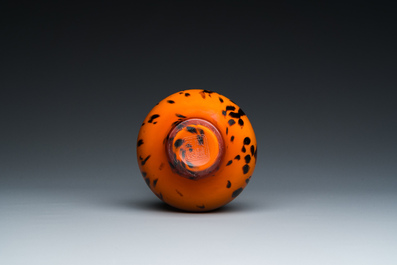 A Chinese spotted amber-coloured Peking glass bottle vase, Xianfeng mark and of the period