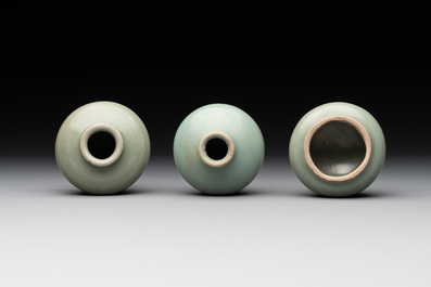 Six Chinese Longquan celadon jarlets, Yuan/Ming