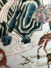 A large Chinese famille rose '100 deer' 'hu' vase, Qianlong mark, 19th C.