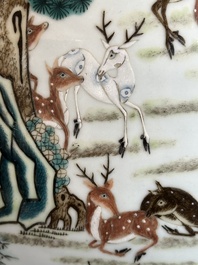A large Chinese famille rose '100 deer' 'hu' vase, Qianlong mark, 19th C.