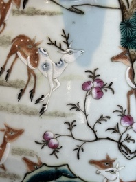A large Chinese famille rose '100 deer' 'hu' vase, Qianlong mark, 19th C.