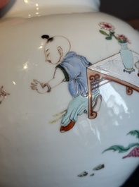 An extremely rare Chinese famille rose globular 'lady and boys' jar, Yongzheng