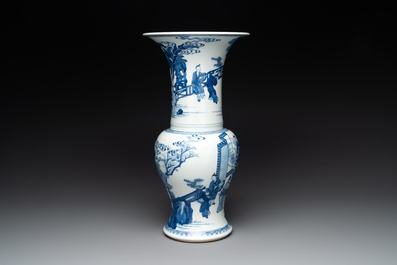 A Chinese blue and white 'yenyen' vase with narrative design, Kangxi
