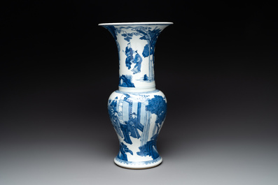 A Chinese blue and white 'yenyen' vase with narrative design, Kangxi