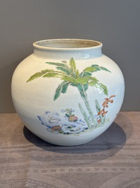 An extremely rare Chinese famille rose globular 'lady and boys' jar, Yongzheng