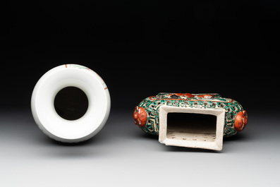Four Chinese famille rose and verte wares, 19/20th C.