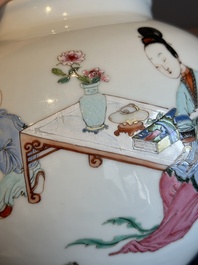 An extremely rare Chinese famille rose globular 'lady and boys' jar, Yongzheng