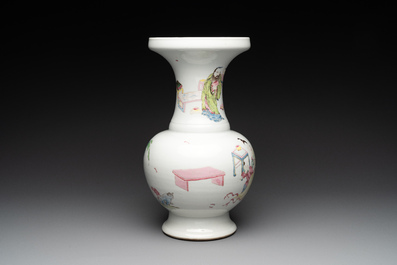 A fine Chinese famille rose vase with figural design, Yongzheng