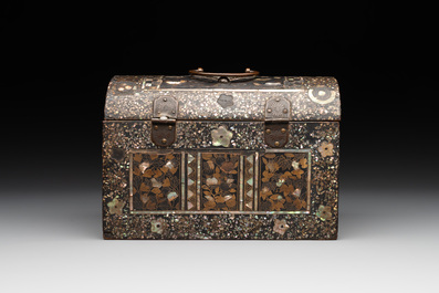 A Japanese gilt-lacquered mother-of-pearl inlaid Namban coffer for the Portuguese market, Edo, 17th C.