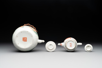 Four Chinese famille rose and verte wares, 19/20th C.