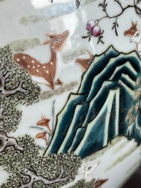 A large Chinese famille rose '100 deer' 'hu' vase, Qianlong mark, 19th C.