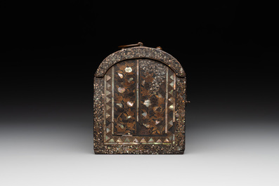 A Japanese gilt-lacquered mother-of-pearl inlaid Namban coffer for the Portuguese market, Edo, 17th C.