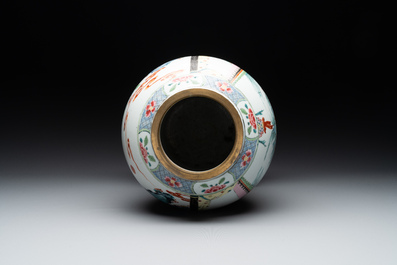 A Chinese famille rose gilt bronze mounted vase with figural design, Yongzheng