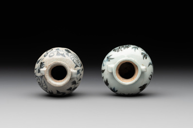 A collection of five Chinese blue and white jarlets, Yuan