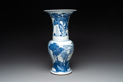 A Chinese blue and white 'yenyen' vase with narrative design, Kangxi