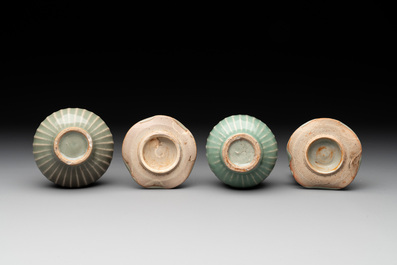 A collection of six Chinese Longquan celadon wares, Yuan/Ming