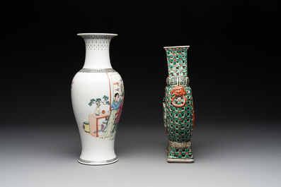Four Chinese famille rose and verte wares, 19/20th C.