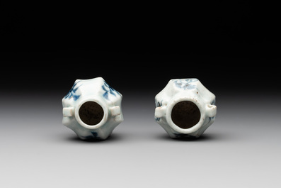 A collection of five Chinese blue and white jarlets, Yuan