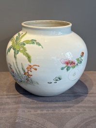 An extremely rare Chinese famille rose globular 'lady and boys' jar, Yongzheng