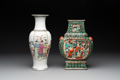 Four Chinese famille rose and verte wares, 19/20th C.