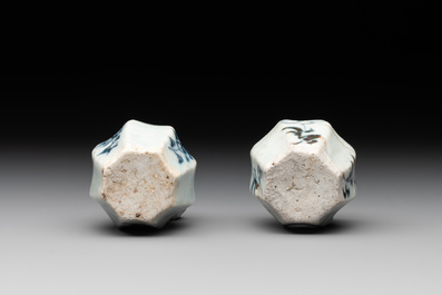 A collection of five Chinese blue and white jarlets, Yuan
