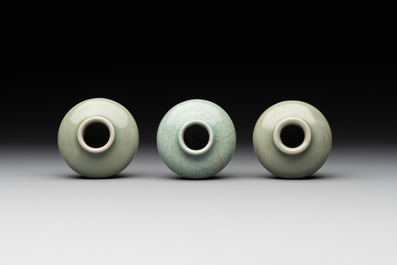 Six Chinese Longquan celadon jarlets, Yuan/Ming
