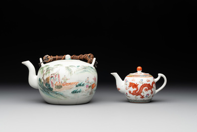 Four Chinese famille rose and verte wares, 19/20th C.