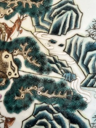 A large Chinese famille rose '100 deer' 'hu' vase, Qianlong mark, 19th C.