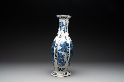 A Chinese blue and white vase depicting the Pearl River and the Whampoa Pagoda, Qianlong mark and of the period