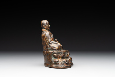 A Tibetan bronze Padmasambhava, 14th C.
