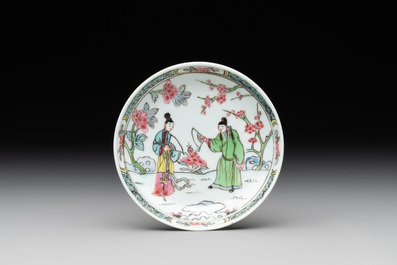 A Chinese famille rose 'Xi Xiang Ji' cup and saucer, Yongzheng