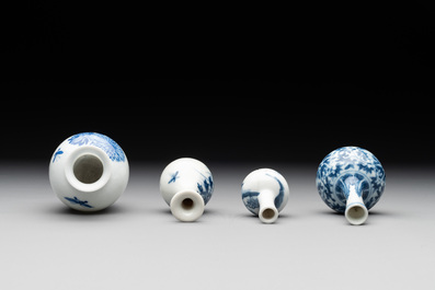 Seven Chinese blue, white and doucai vases, Wanli/Yongzheng/Qianlong mark, 19th C.