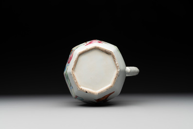 A Chinese gilt-decorated Canton famille rose ewer with figural design, 19th C.
