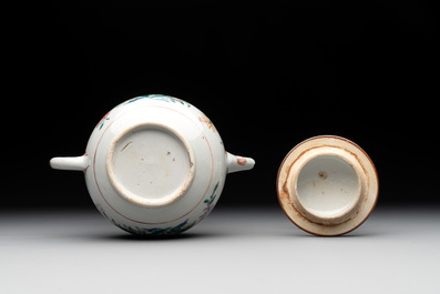 Two Chinese famille rose teapots with floral design, Yongzheng/Qianlong