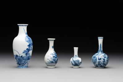 Seven Chinese blue, white and doucai vases, Wanli/Yongzheng/Qianlong mark, 19th C.