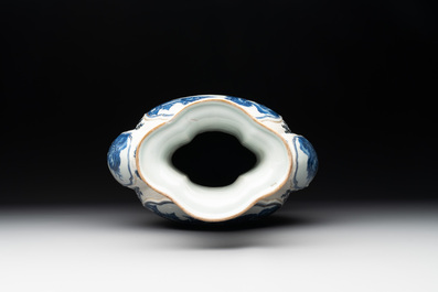 A Chinese blue and white vase depicting the Pearl River and the Whampoa Pagoda, Qianlong mark and of the period