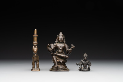 Two Indian bronze figures of Nandi and Shiva, and a South Asian bronze Garuda, 17th C. and later