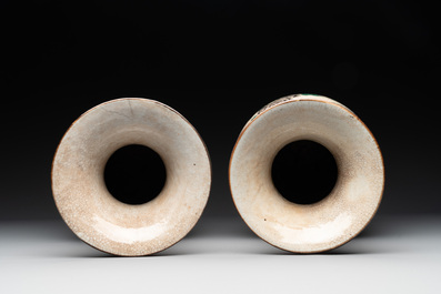 A pair of Chinese Nanking famille verte crackle-glazed vases, a famille rose vase and a celadon-ground blue and white vase, Chenghua mark, 19th C.