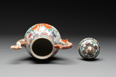 A Chinese famille rose 'dragon spout' teapot with floral design, Yongzheng/Qianlong