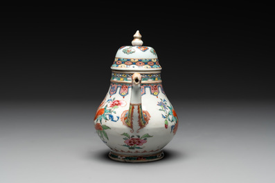 A Chinese famille rose 'dragon spout' teapot with floral design, Yongzheng/Qianlong